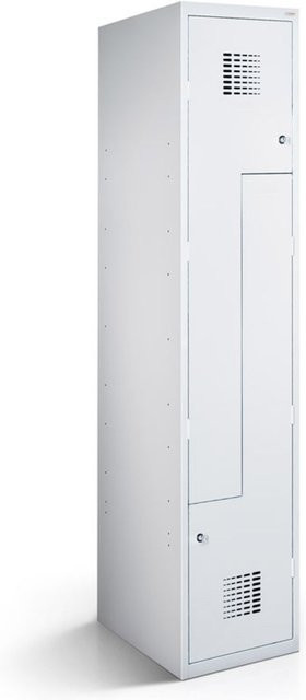 rotstahl Z-Spind mit 2 Türen in Hellgrau, B/T/H: 30 x 50 x 180 cm - Bild 1