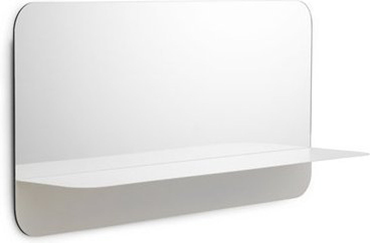 Normann Copenhagen Horizon Spiegel rechteckig weiß und transparent wandmontiert mit Ablage aus Glas - Bild 1