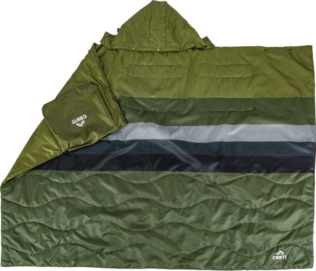 CRIVIT 3in1 Campingdecke in Grün und Grau, wasserabweisend, faltbar mit Tragetasche und aus Polyester - Bild 1