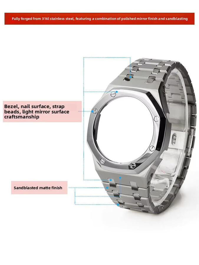 Zhuolei Mod-Kit für G-SHOCK Casioak, Edelstahl, Silber, Uhrenarmband - Bild 1