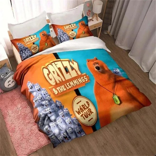 Bettwäsche-Set Grizzy und die Lemminge mit Bettbezug und Kissenbezug, Mehrfarbig, B/H: 135 x 200 cm - Bild 1