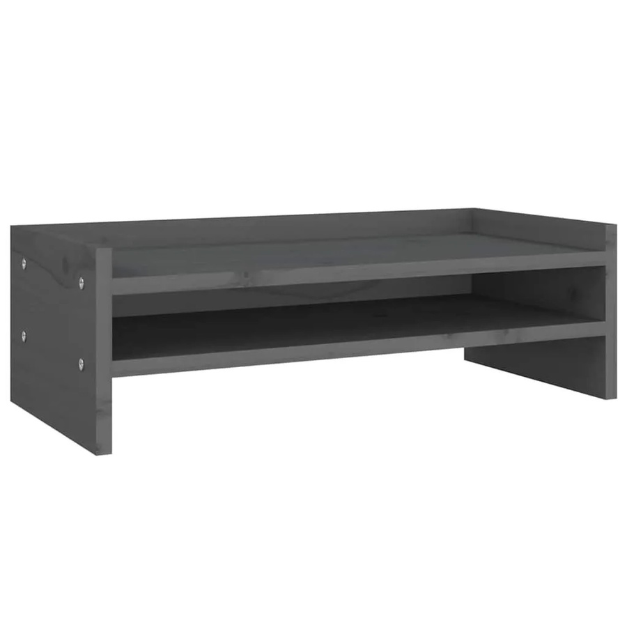 vidaXL Monitorständer aus Kiefer Massivholz in Grau, B/T/H: 50 x 24 x 16 cm - Bild 2