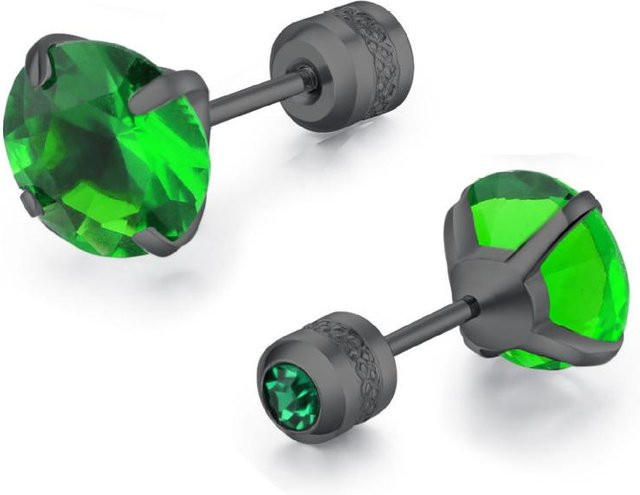 YULIN Ohrstecker Edelstahl, Zirkonia, Kristall, Schwarz, Unisex, 3mm - Bild 1