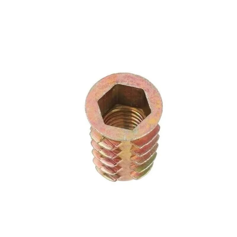 Gewindeeinsatzmutter-Set mit Flansch in Gold, verzinkte Sechskant-Möbelmuttern für Holzmöbel, M4 M5 M6 M8 M10 - Bild 1
