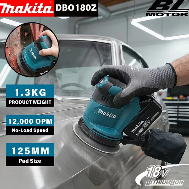 Makita DBO180Z 18V LXT Bürstenloser Akku-Exzenterschleifer für Holzbearbeitung, Schleifen und Polieren in Petrol - Bild 1