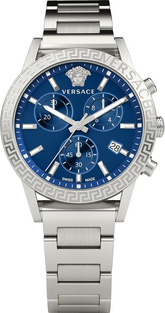 Versace Chronograph, Edelstahl, Blau, Quarz, 40 mm, Damen - Bild 1
