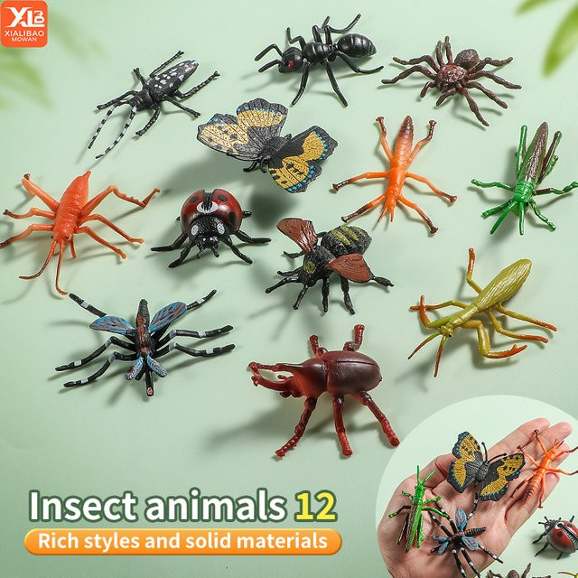 XIALIBAOMOWAN Mini-Insektenstatuen-Set, Lernspielzeug, 12-teiliges Set - Bild 1