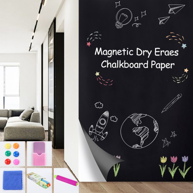 Magnetisches Whiteboard-Kontaktpapier in Weiß als trocken abwischbare Kreidetafel und Wandaufkleber für Büro, Schule und Zuhause, B/T: 60 x 40 cm - Bild 1