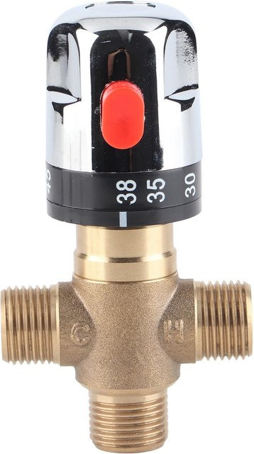 Igeteck Thermostatisches Mischventil aus Messing für Waschbecken in Mattblack mit Sicherheitsstopp - Bild 1