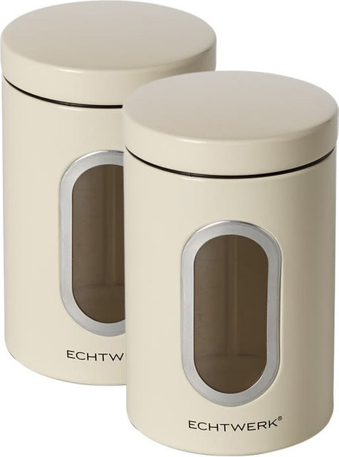 ECHTWERK Vorratsdosen aus Glas mit Clip-Verschluss, 2er Pack, beige, 1,4 l, B: 11 cm, T: 18 cm, H: 18 cm - Bild 1