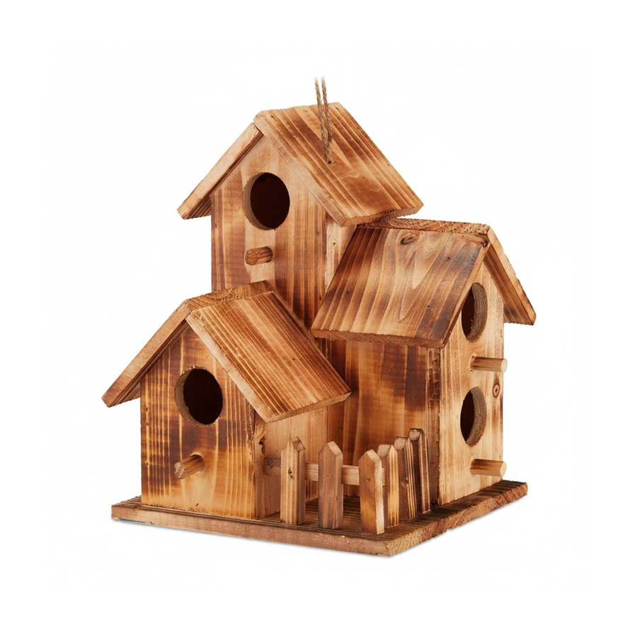 Relaxdays Vogelhaus aus Holz in Natur Braun mit Schlaufe zum Aufhängen, B/T/H: 34 x 20 x 19 cm - Bild 2