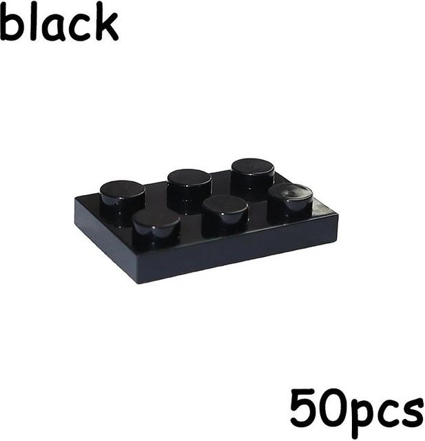 50-teiliges Set Noppenplatte 2x3, Bausteine, schwarz, ab 14 Jahren - Bild 1