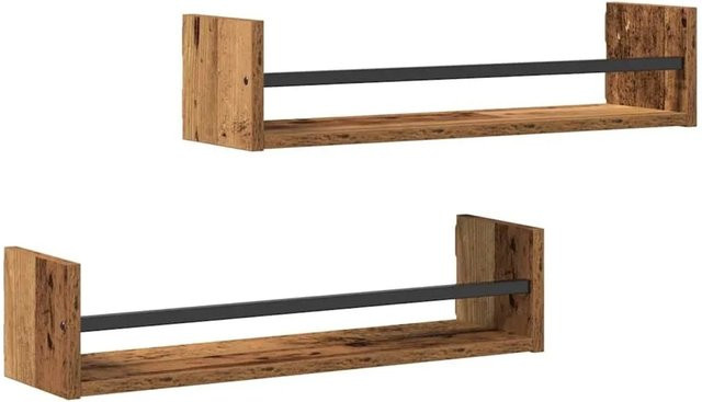 vidaXL Wandregal Set aus 2 Stück im industriellen Look, Farbe Braun, B/H/T: 60 x 16 x 14 cm - Bild 1