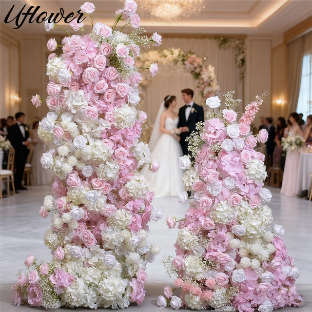 Uflower 5D Blumenarrangement aus Papier in Rosa und Weiß für Hochzeit und Tischdekoration - Bild 1