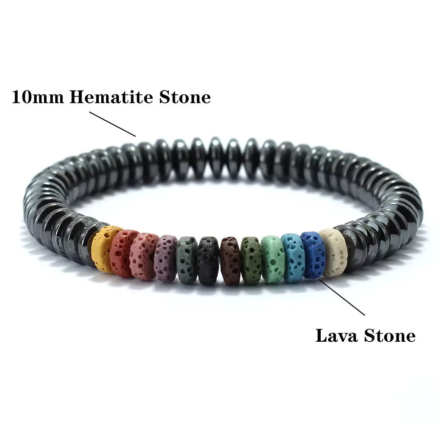 Chakra Armband, Hämatit, Howlite, Kokosnuss, Unisex - Bild 2
