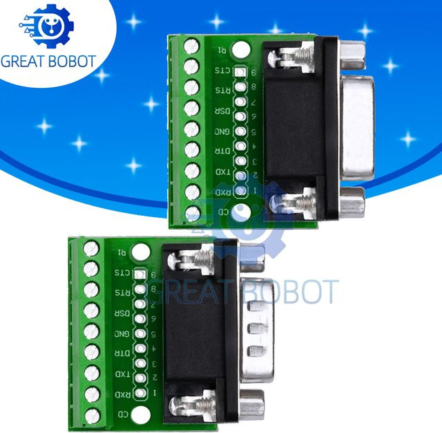 baishundianzi DB9 RS232 Serieller Adapter Steckverbinder auf Terminal Breakout Board, Grün - Bild 1
