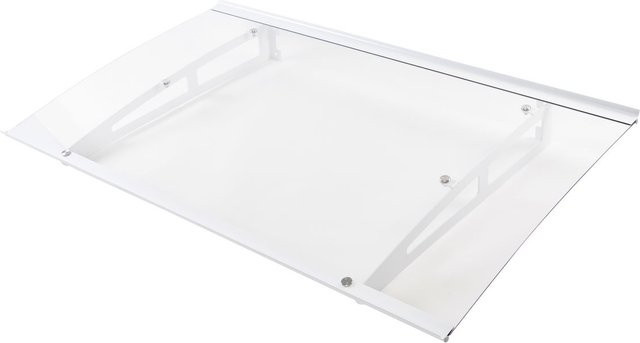 POWERTEC GARDEN Vordach aus Polycarbonat und Aluminium, Transparent, B: 150 cm, T: 90 cm - Bild 1