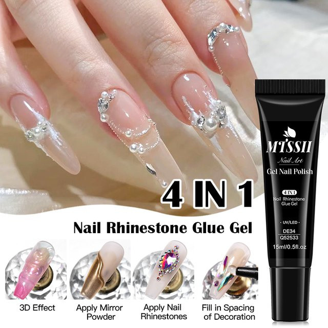 MTSSII 4 In 1 Nagel Strass Kleber Gel, 15 ml, Glänzend - Bild 1