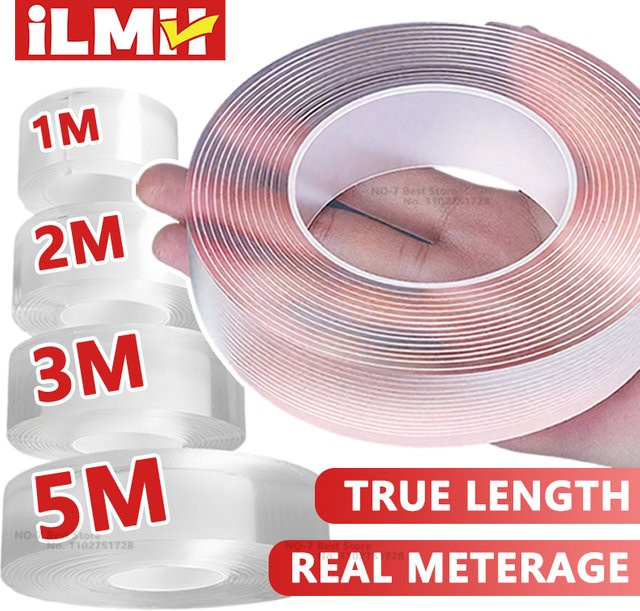 iLMH Doppelseitiges Nano-Gel-Klebeband, Transparentes Wasserfestes Hochleistungs-Klebeband zum Abnehmbaren Aufhängen von Bildern und Teppichen - Bild 1
