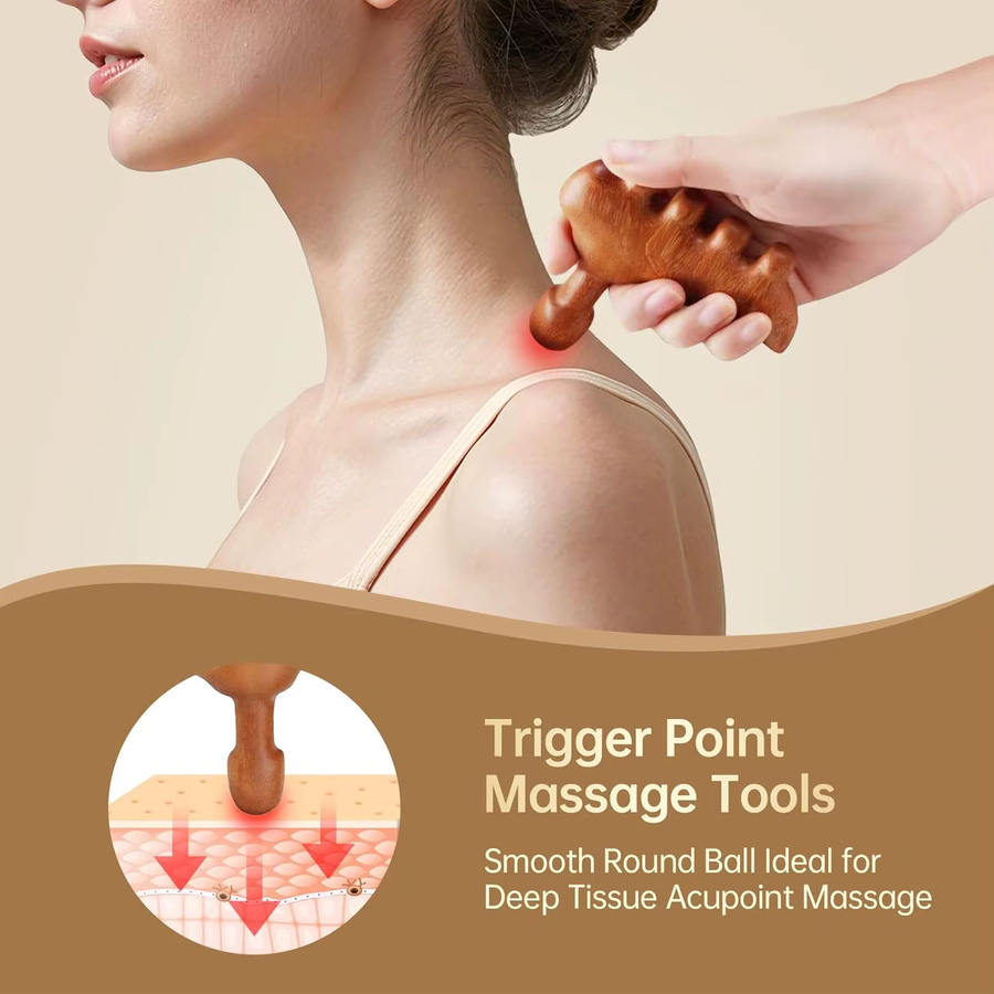 Holz-Akupunktur-Massagegerät für Fußreflexzonen, Nacken und Ganzkörper - Bild 2