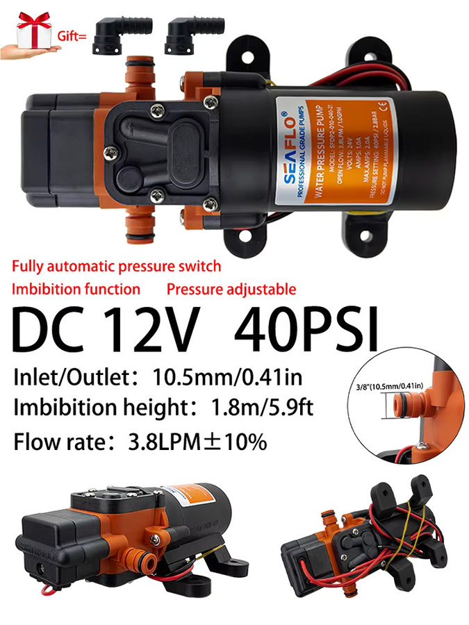 xmshxltd DC12V 40PSI Membranpumpe für Wohnmobil und Boot, selbstansaugende Hochdruckpumpe für Reinigung und Bewässerung - Bild 4