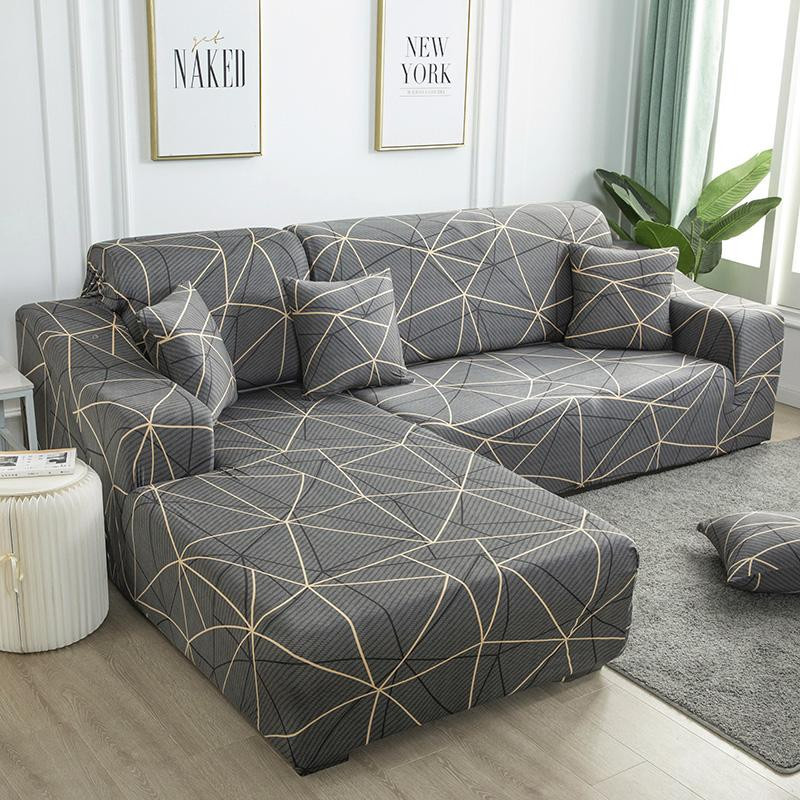 S-EMIGA Sofaschoner elastischer Stretch-Sofabezug aus Polyester in Grau für 1-Sitzer, Breite: 90-140 cm - Bild 1