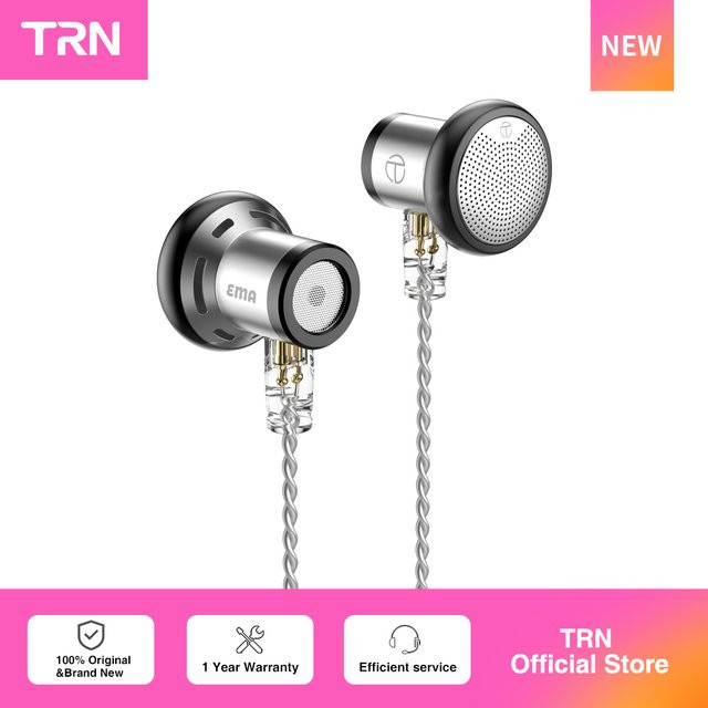 TRN Ema In-Ear Kopfhörer mit 14,2 mm dynamischem Treiber und Metallplatte in Silber - Bild 1