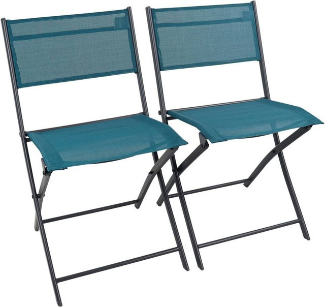 VCM Gartenstuhl 2er Set blau aus Stahl und Textilene, stapelbar, B/H/T: 45 x 79 x 46 cm - Bild 1