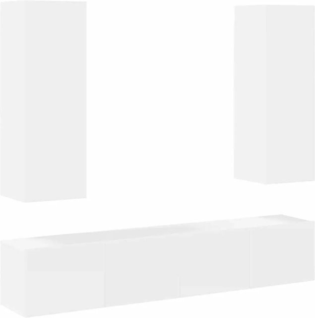 vidaXL 4-teiliges TV-Schrank-Set Weiß aus Holzwerkstoff - Bild 1