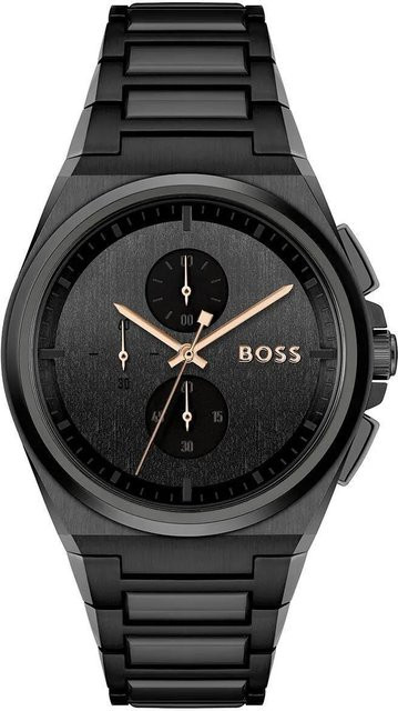 Hugo Boss Chronograph, Herrenuhr, Edelstahl, Schwarz, 45,8 mm, Quarz - Bild 1