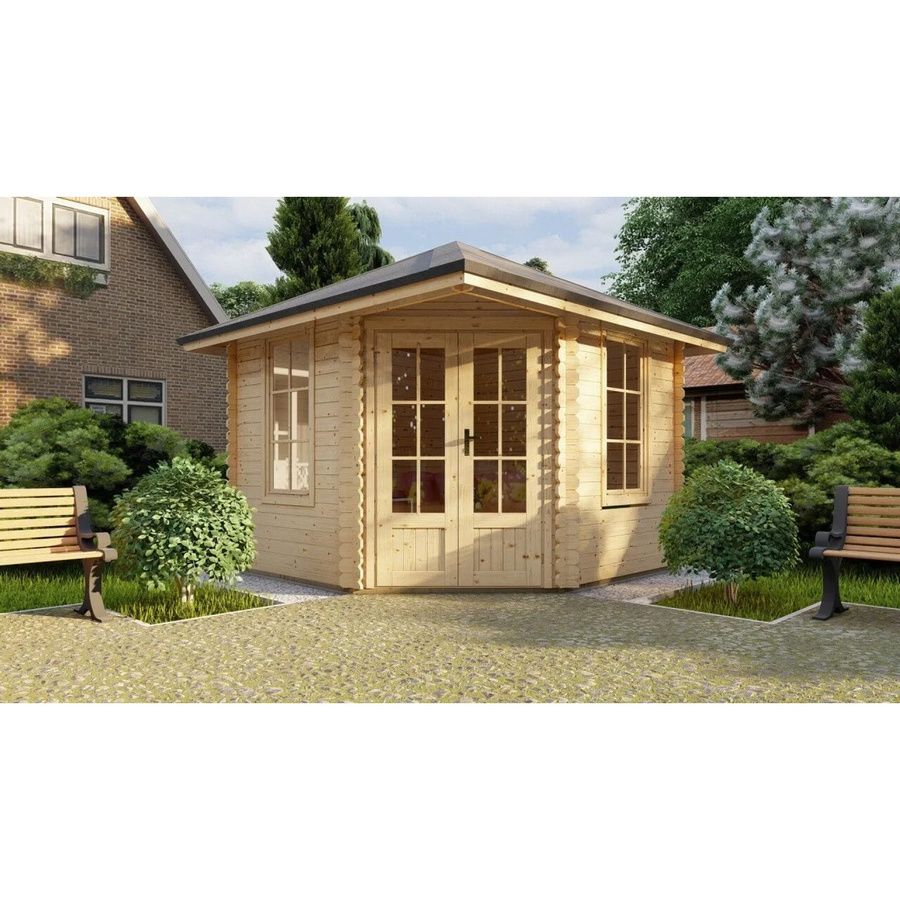 Finn Art Blockhaus Gartenhaus aus Holz in Braun, B/T: 3 x 3 m, 28 mm Wandstärke - Bild 2
