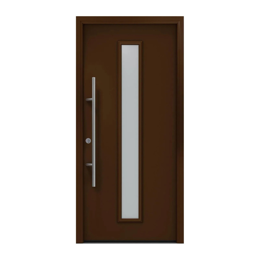 EcoStar Haustür Isopro Secur IPS 020S Terrabraun mit Glaseinsatz B: 110 cm, H: 210 cm, DIN Links - Bild 2