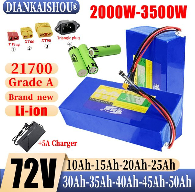DIANKAISHOU Lithium-Batteriepack 72V 50Ah Hochleistungs-Akku mit BMS in Blau - Bild 1