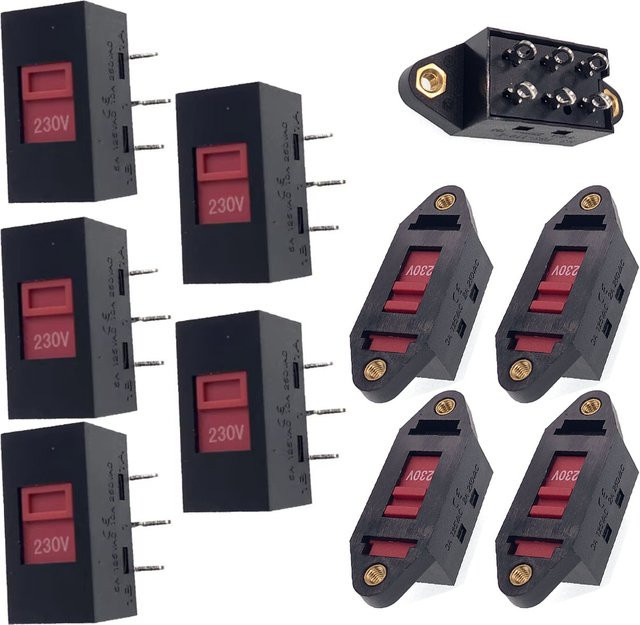 FRHY 10er Set PBS-110 Schiebeschalter 6Pin/3Pin 115V-230V AC für Netzteil Schaltung und Bedienfeld - Bild 1