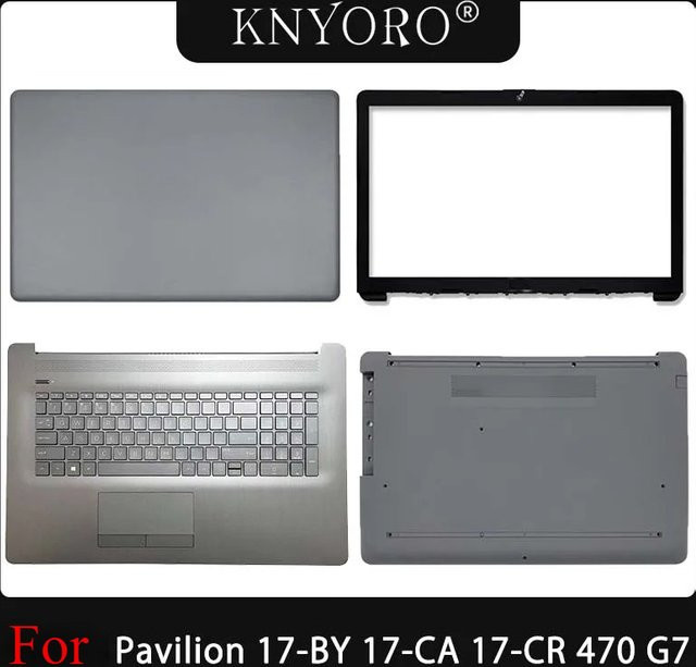 HP Gehäuse-Set für Pavilion 17-BY 17-CA 17-CR 470 G7 inklusive Handballenauflage, Frontblende, Scharnieren, Untergehäuse, LCD-Rückseite und Top Case in Schwarz und Grau - Bild 1