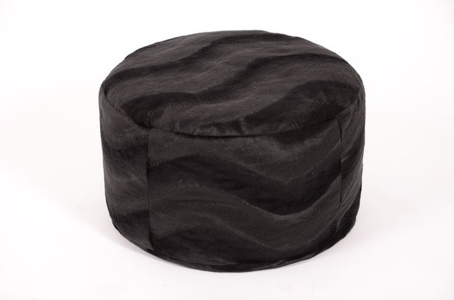 Linke Licardo Hocker Pouf in Pantherfell-Tieroptik, Farbe Schwarz/Mehrfarbig, Durchmesser: 47 cm, Höhe: 34 cm - Bild 1