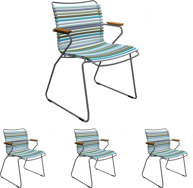 Houe CLICK Gartenstuhl Set mit Armlehnen aus Aluminium, 4er Set, Multicolor - Bild 1