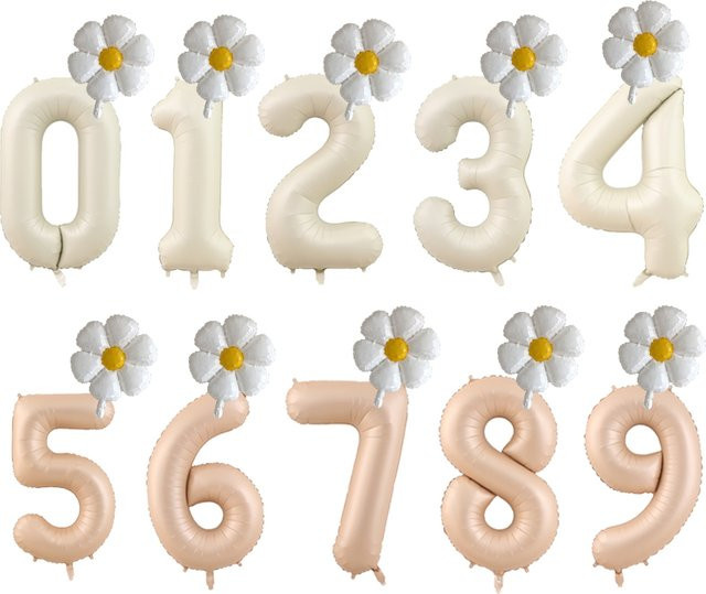 LQZZY Daisy Folienballons Set in Creme und Karamell für Kindergeburtstag und Baby Shower, 2 Stück, Höhe: 101,6 cm - Bild 1