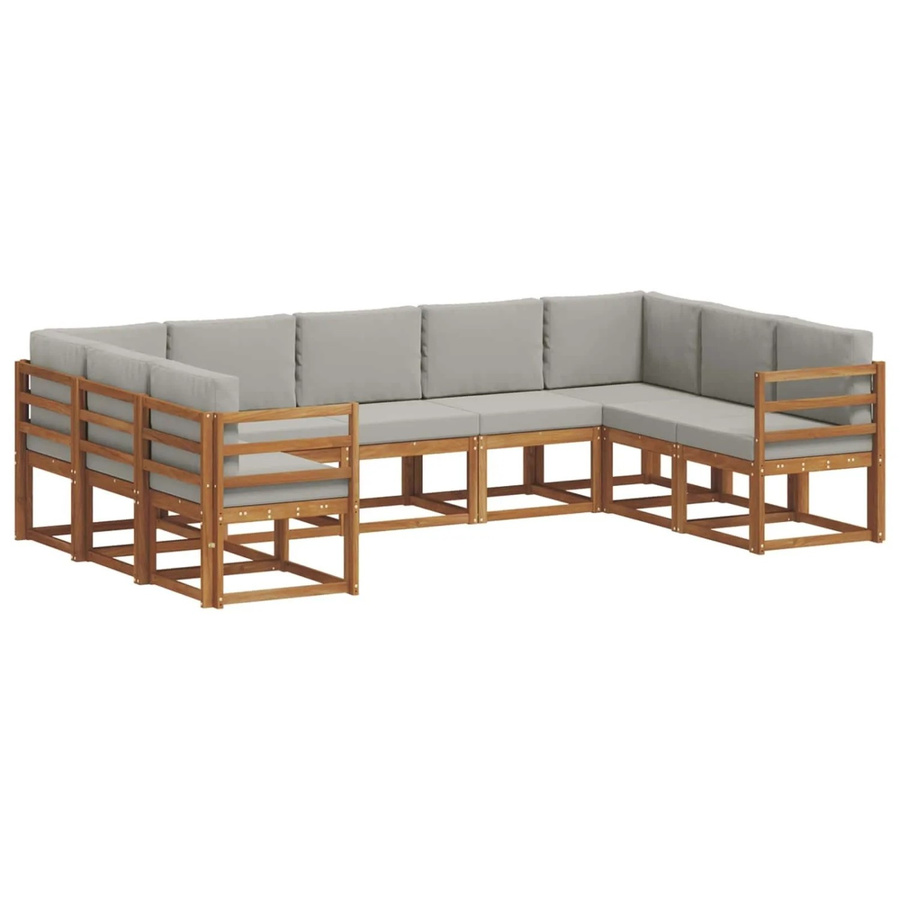 vidaXL Outdoor-Sofagarnitur aus Akazienholz mit Kissen, 9-teilig, Grau - Bild 2