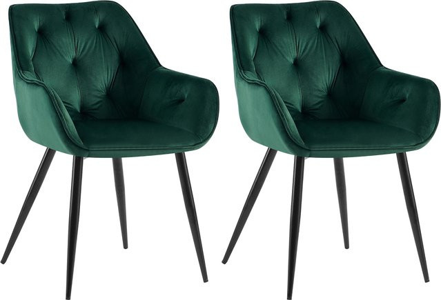 CLP 2er Set Esszimmerstühle Cassis mit Samtbezug und gesteppter Polsterung in modernem Design - Bild 1