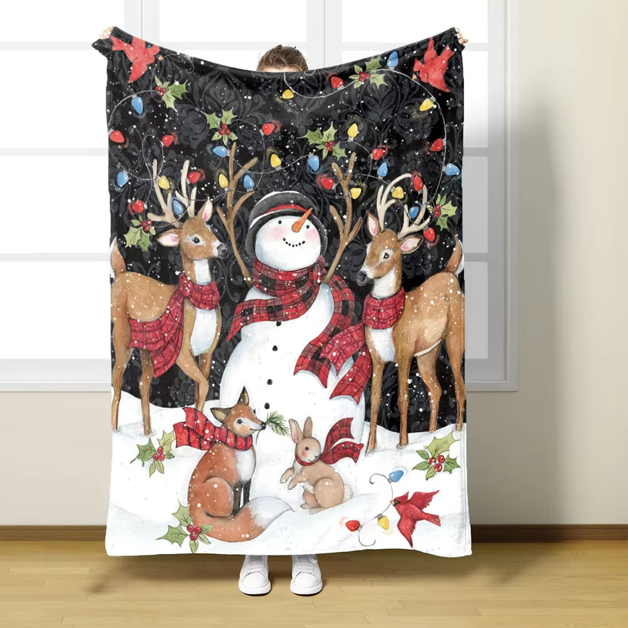 Warme Weihnachts-Winterdecke aus Flanell in Grün und Rot für Sofa und Bett - Bild 1