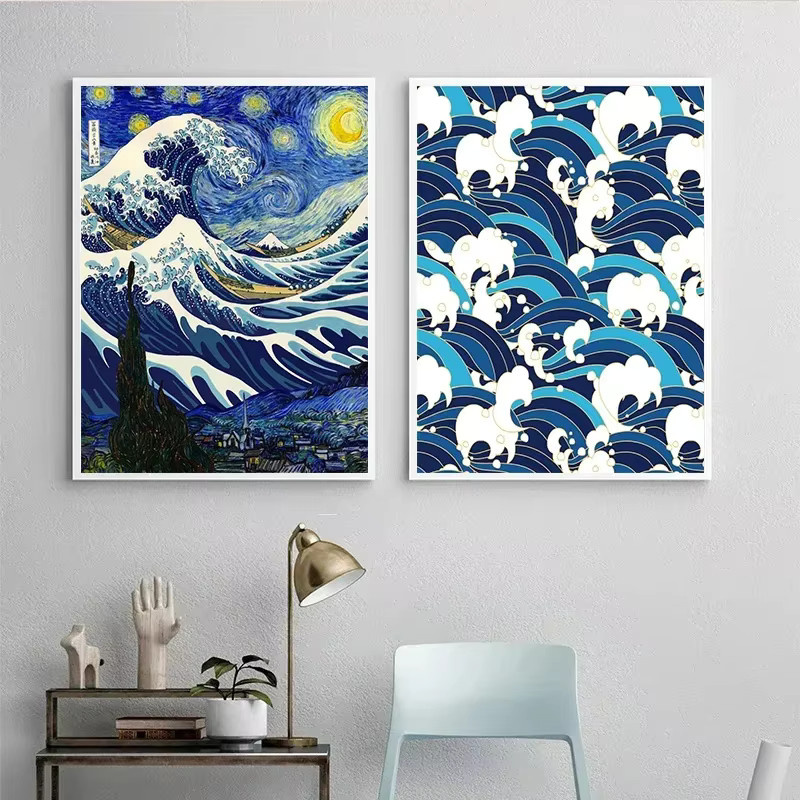 Potdemiel Retro Leinwand Wandkunst Die große Welle von Kanagawa Japanische Ukiyo-e Vintage Poster für dein Wohnzimmer - Bild 2