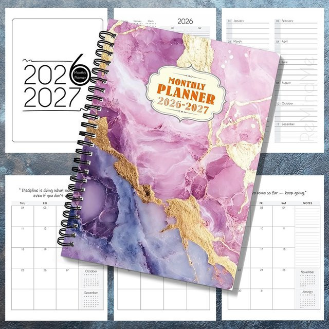 2-Jahres-Monatsplaner und Kalenderbuch mit Spiralbindung, A5 Notizbuch für akademische Planung mit wöchentlichen und monatlichen Layouts, Mehrfarbig - Bild 1