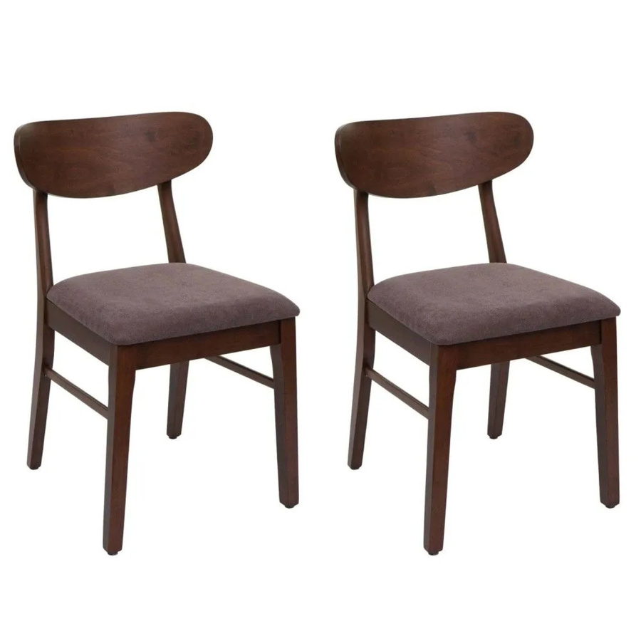 2er-Set MCW Esszimmerstuhl M59 aus Massivholz mit Stoffbezug in Taupe und dunklem Gestell - Bild 2