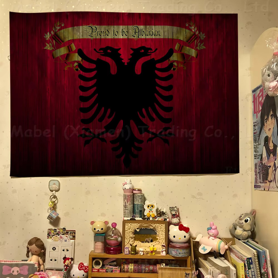 Rastar Albanien-Flagge als rechteckiges Textil-Banner in Rot für Partys und Werbung, B/H: 70 x 50 cm - Bild 2