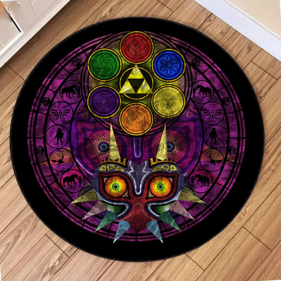 Runder Zelda Majora’s Mask Teppich im Retro-Stil für dein Gaming-Zimmer, Multicolor, Durchmesser: 40 cm - Bild 2
