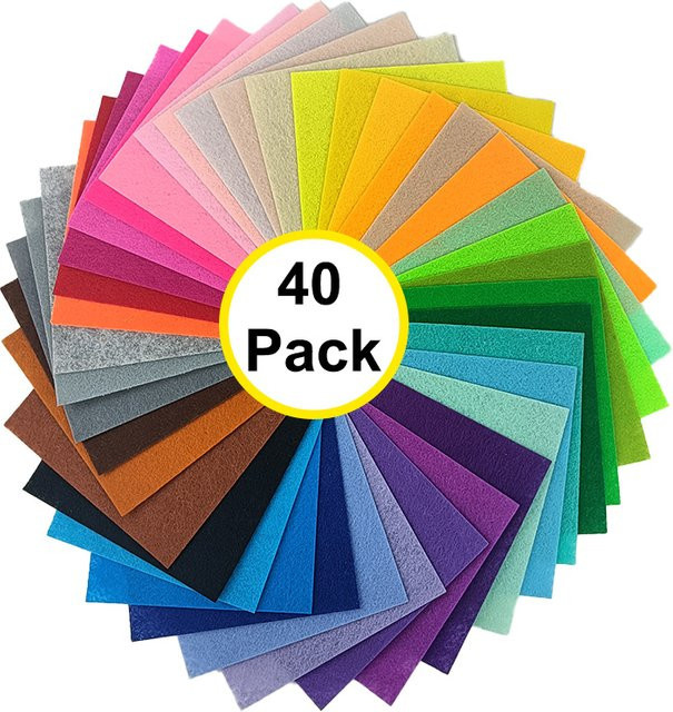 40 Stück quadratische Filzstoff-Sets in Multicolour, 1 mm Dicke, für Bastelarbeiten und Dekorationen - Bild 1