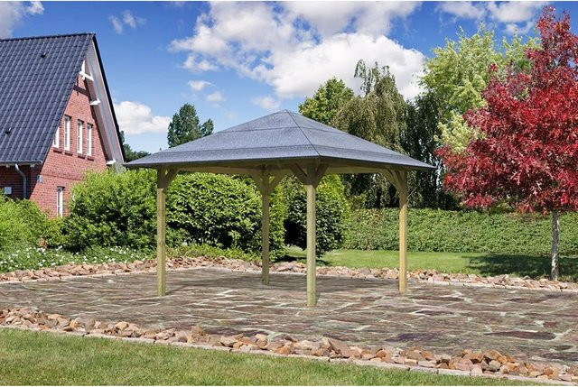 Karibu 4-Eck-Pavillon Bever 2 aus Massivholz - Bild 1