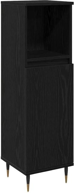 vidaXL Badezimmerschrank in Schwarz mit Eichen-Optik und Tür, B/T/H: 30 x 30 x 100 cm - Bild 1