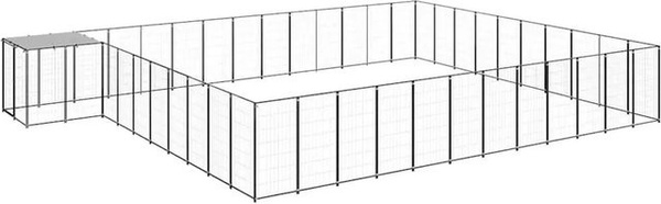 vidaXL Hundezwinger aus Metall in Schwarz und Silber, wetterfest, B/T/H: 7,7 x 5,5 x 1,1 m
